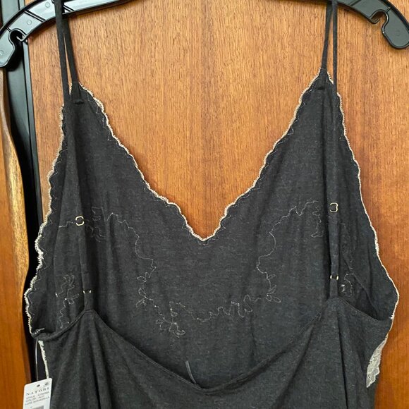 Natori LUXE Shangri-la Nightgown w/Lace Modal Blend Dark Gray XL NWT - Picture 2 of 7